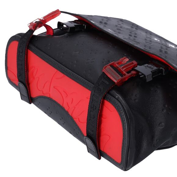 Christian Louboutin Rubyclick Messenger Shoulder Bag Black Red Leather - Picture 4 of 7